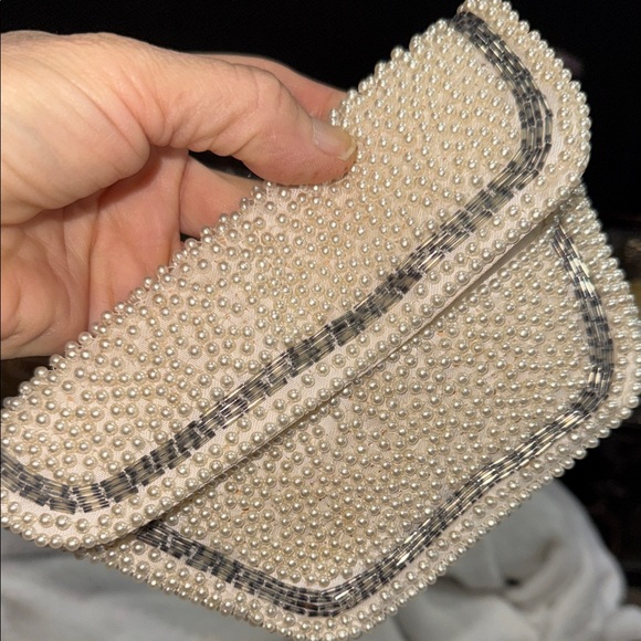 vintage 8 beaded elegant Cream kiss lock five clutch two /shoulder - Picture 10 of 10